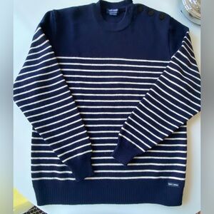 ST JAMES, navy / whites stripe wool sailor sweater